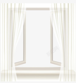 窗户窗帘模型白色窗户边框高清图片