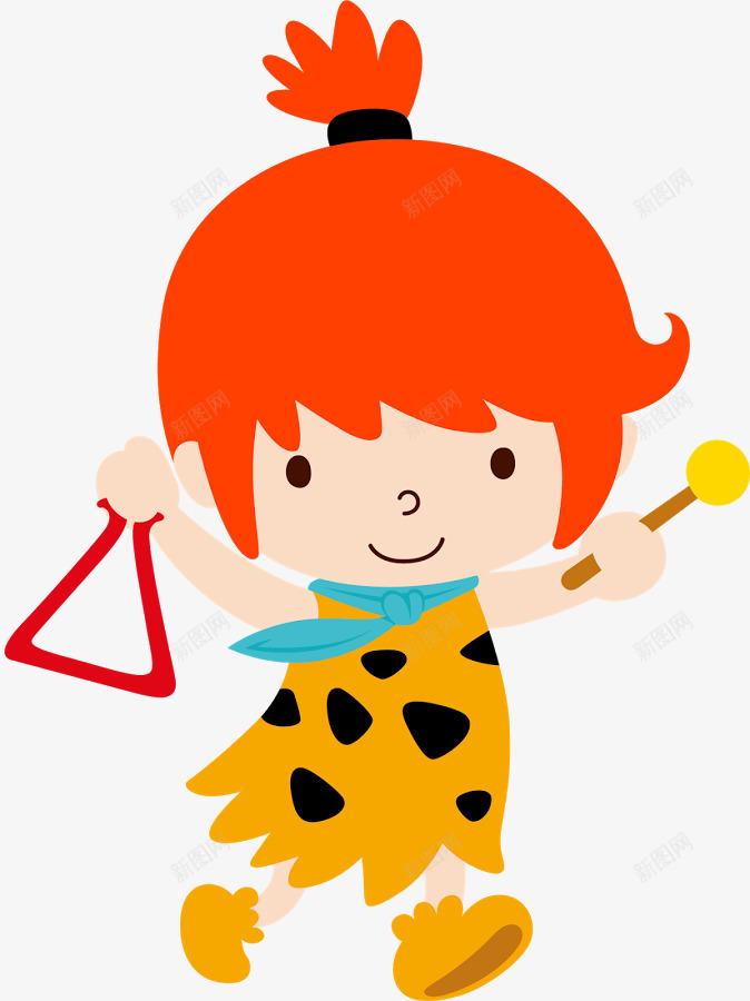 可愛女孩拿三角鐵png免抠素材_新图网 https://ixintu.com 三角鐵 可愛 奔跑的女孩 女孩 红头发女孩