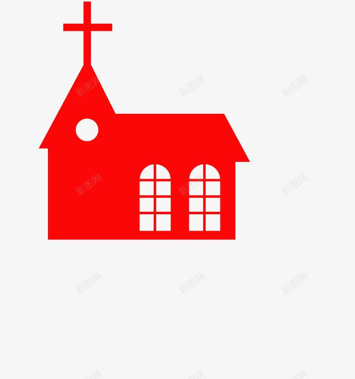 十字架房子png免抠素材_新图网 https://ixintu.com 一个 一栋 十字架 卡通 房子 手绘 简图 红色