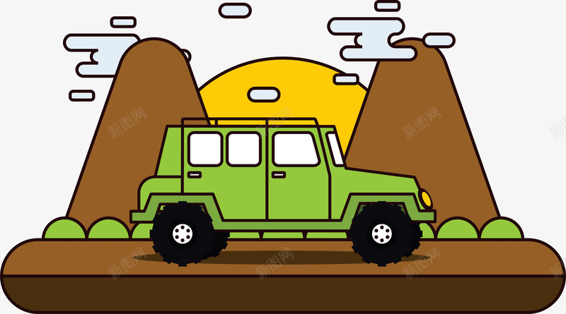 行驶在公路上的汽车png免抠素材_新图网 https://ixintu.com 交通工具 吉普车 旅游车 旅行车 沙滩车 绿色汽车