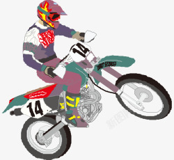 手绘摩托车手标志卡通手绘赛车手骑摩托车矢量图高清图片