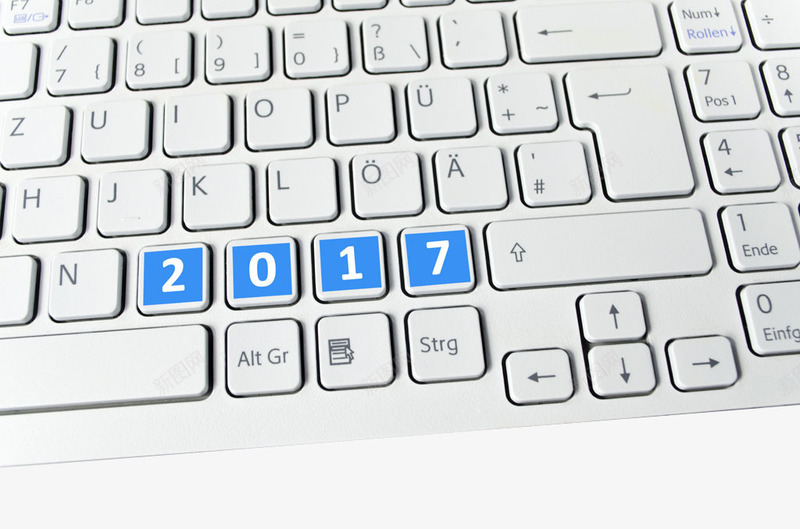 键盘上的2017png免抠素材_新图网 https://ixintu.com 2017 2017年 创意 创意2017 数码 新年 新春 春节 白色键盘 科技 鸡年