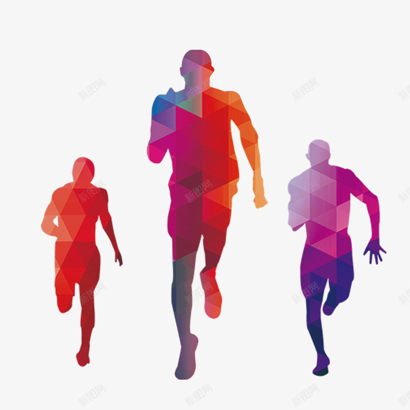 跑步人物png免抠素材_新图网 https://ixintu.com 人物 剪影 奥运会素材 彩色 跑步 跑步影子 运动 里约奥运会