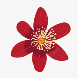 红白花瓣装饰画红白色六片花瓣花朵矢量图高清图片