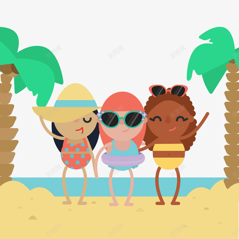 夏日卡通人物png免抠素材_新图网 https://ixintu.com 女人 帽子 旅游 沙滩 沙滩上的女人 海边