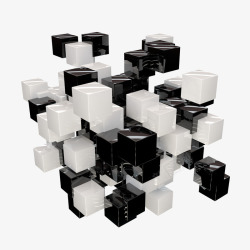 四方体方块黑白方块层叠高清图片