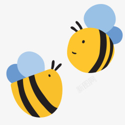 蜂类黄色可爱蜜蜂卡通园艺合集矢量图高清图片