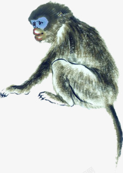 十二生肖水墨画猴高清图片