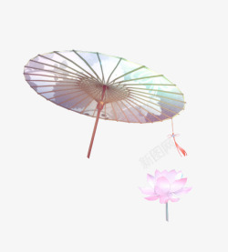 淑女雨伞太阳伞与荷花高清图片