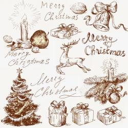 圣诞树素描素描圣诞元素装饰高清图片