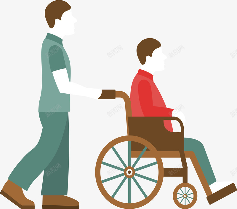 护工推着坐轮椅的人矢量图ai免抠素材_新图网 https://ixintu.com 坐轮椅 坐轮椅的人 护工 推着轮椅 矢量png 轮椅 矢量图