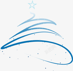 曲线光芒蓝色线条圣诞树高清图片