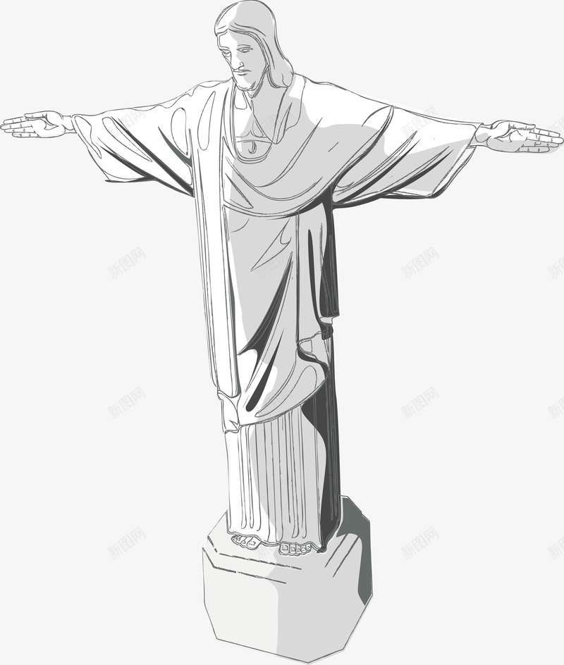耶稣像矢量图ai免抠素材_新图网 https://ixintu.com 地标 巴西 旅行 矢量图