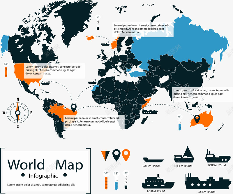 世界地图分析图表png免抠素材_新图网 https://ixintu.com 世界地图 航海图 路线图 风险评估