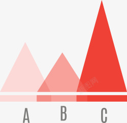 红色分析图红色PPT三角比例图图标高清图片