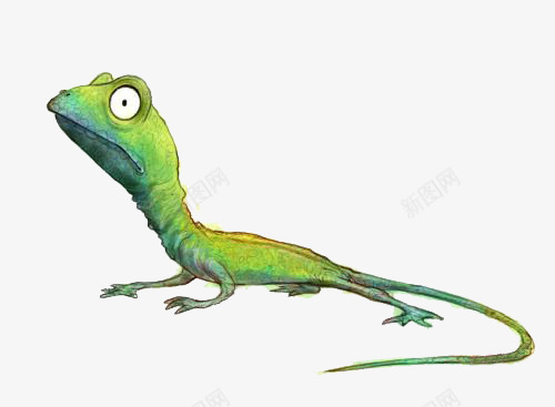 呆滞的绿色蜥蜴png免抠素材_新图网 https://ixintu.com 动物 卡通 可爱 手绘