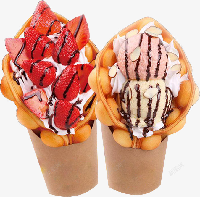 鸡蛋仔冰淇淋png免抠素材_新图网 https://ixintu.com 实物图 甜筒 美食 草莓 鸡蛋仔冰淇淋