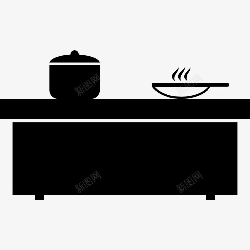 厨房的桌子上和锅子图标png_新图网 https://ixintu.com 做饭 厨具 厨房 厨房用具 工具和用具 桌 炊具 锅 餐桌