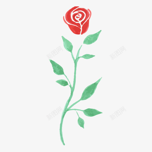 彩绘玫瑰png免抠素材_新图网 https://ixintu.com 一支 卡通 叶子 彩绘 桔梗 玫瑰 红色 花朵