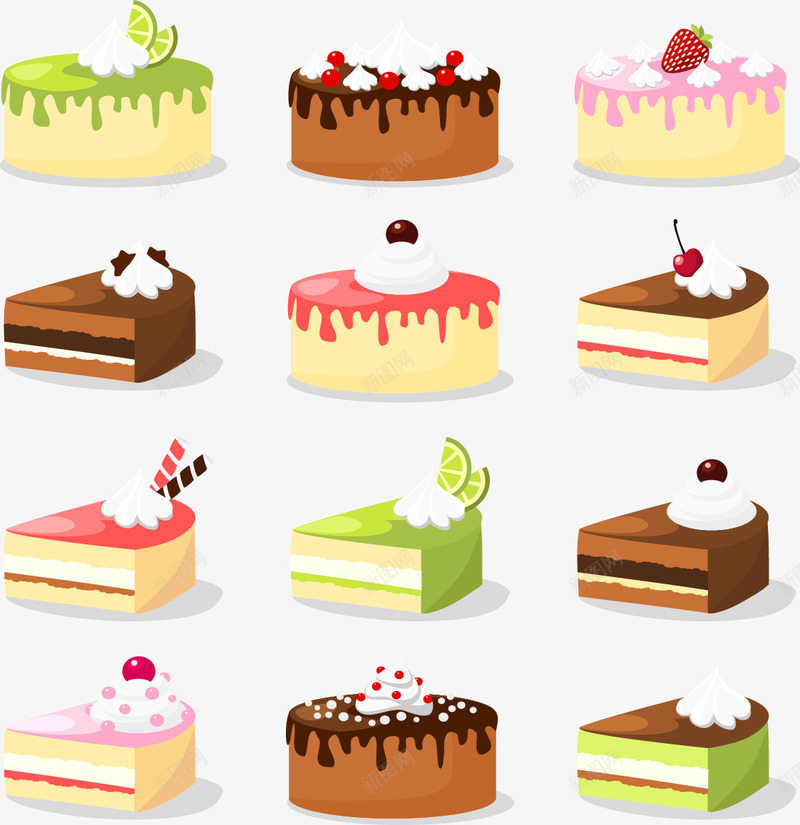 十二款美味蛋糕矢量图eps免抠素材_新图网 https://ixintu.com 12款美味蛋糕矢量素材 蛋糕点心 蛋糕矢量素材 食物素材 矢量图