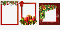 圣诞黑线框红色圣诞装饰框高清图片