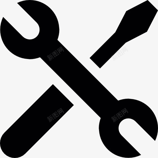 螺丝起子和扳手交叉图标png_新图网 https://ixintu.com 修复工作 工作 工具和器具 扳手 螺丝刀