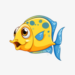 鱼类背景手绘斑点黄色小鱼高清图片