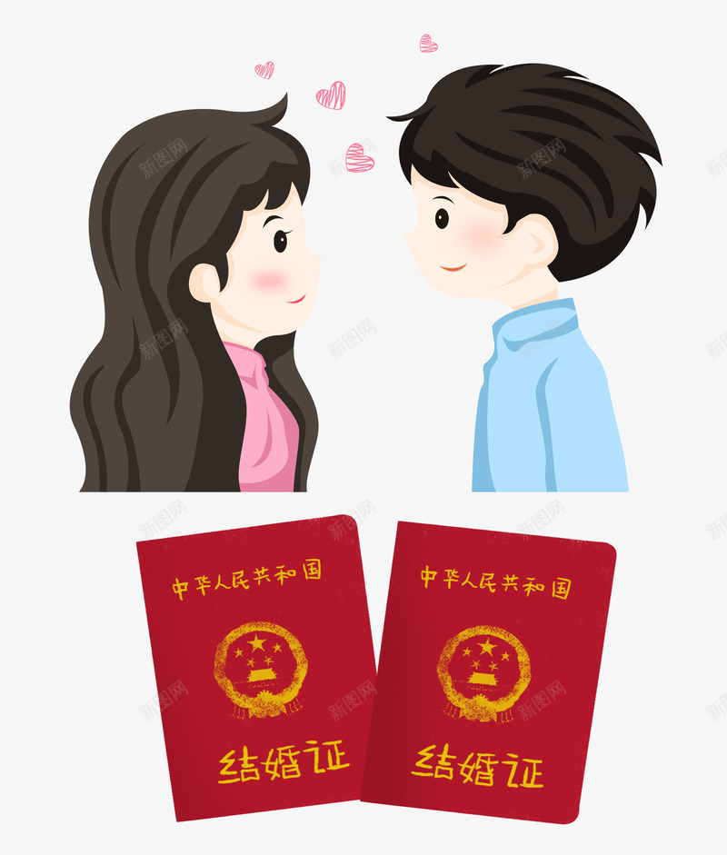 手绘情侣领结婚证png免抠素材_新图网 https://ixintu.com 情侣 手绘 素材 领结婚证