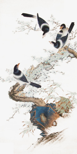 工笔花鸟图中国国画高清图片