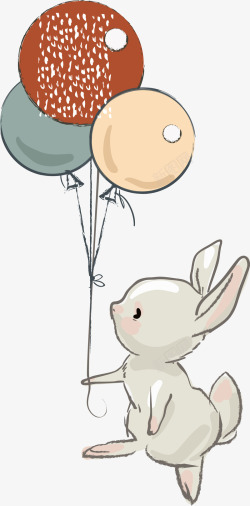 三串气球简笔画拉着气球的小兔子高清图片