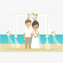 户外婚纱素材海滩婚礼插画矢量图高清图片