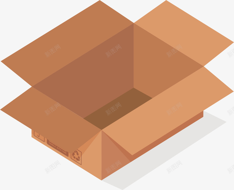 一个打开的盒子矢量图ai免抠素材_新图网 https://ixintu.com 俯瞰图 几何 打开 盒子 箱子 纸盒子 纸箱子 胶带 长方体 矢量图