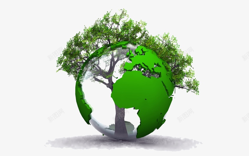绿色的地球png免抠素材_新图网 https://ixintu.com 地球 大树 星球 暗示 树木 植物 环保 绿色