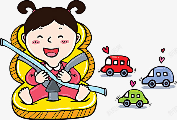 安全座椅上的小女孩png免抠素材_新图网 https://ixintu.com 交通工具 儿童 安全 安全座椅 小女孩 开心 汽车 车