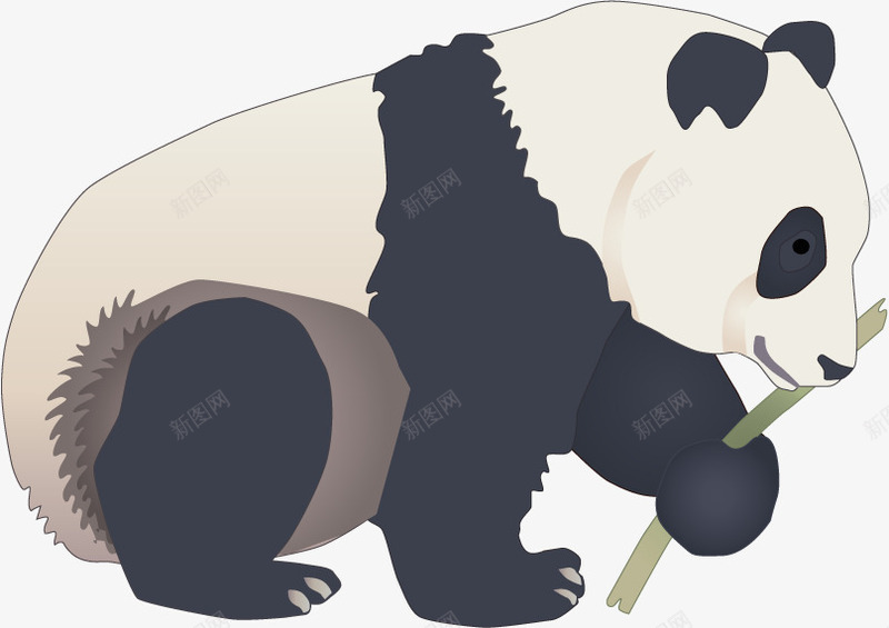 大熊猫手绘矢量图ai免抠素材_新图网 https://ixintu.com 动物 国宝 大熊猫 熊猫吃竹子 矢量图