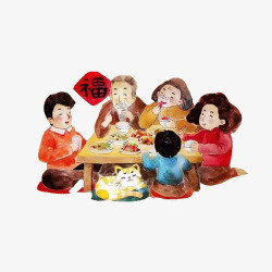 欢喜春节年夜饭阖家欢乐高清图片