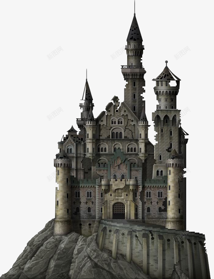 古城堡png免抠素材_新图网 https://ixintu.com 3D建筑 png png图片 免抠 古堡 圆锥体屋顶 城堡