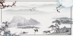 中国风白露中国风水墨画白露海报背景高清图片