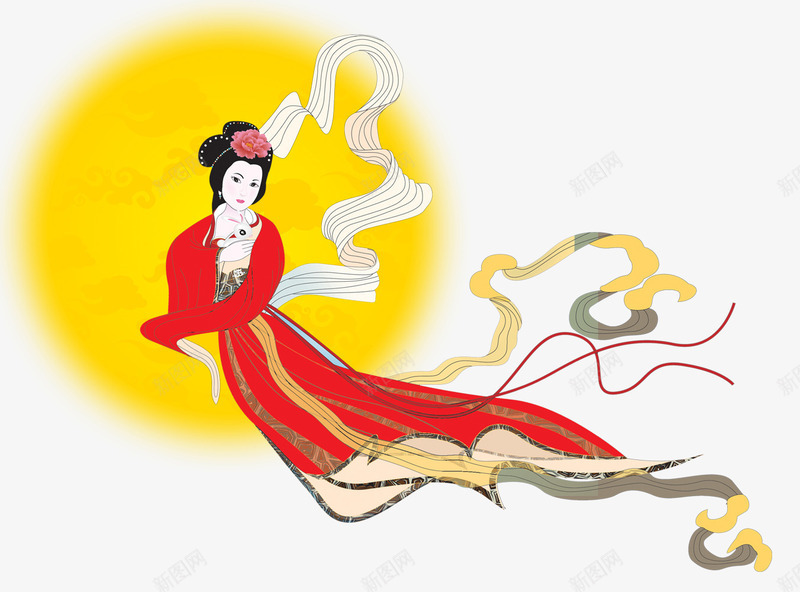 嫦娥psd免抠素材_新图网 https://ixintu.com 中国风 中秋节 动漫嫦娥 嫦娥奔月 节日素材