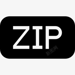 ZIPzip文件的圆角矩形黑色固体界面符号图标高清图片