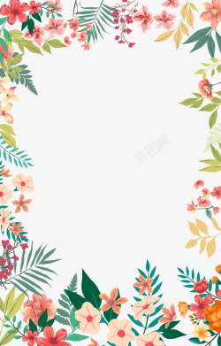 手绘小清新花朵边框素材
