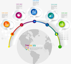 多彩地图商务信息图表示意图高清图片