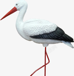 保护鸟类白色鹳雕塑高清图片
