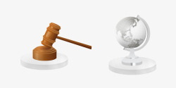 法律法槌和地球仪素材