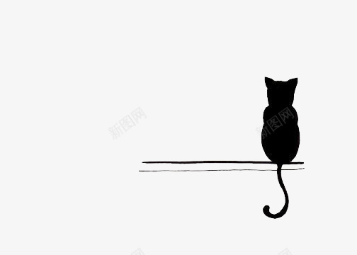 猫png免抠素材_新图网 https://ixintu.com 坐下 背影 黑猫