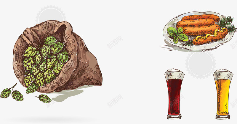 彩绘啤酒夜宵美食矢量图ai免抠素材_新图网 https://ixintu.com 冰镇啤酒 啤酒小龙虾 夏日美味 美酒佳肴 酷爽来袭 餐饮美食 矢量图