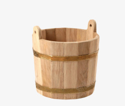 木质木桶棕色木质容器装水的空木桶实物高清图片