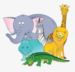 犀牛插画动物群体高清图片