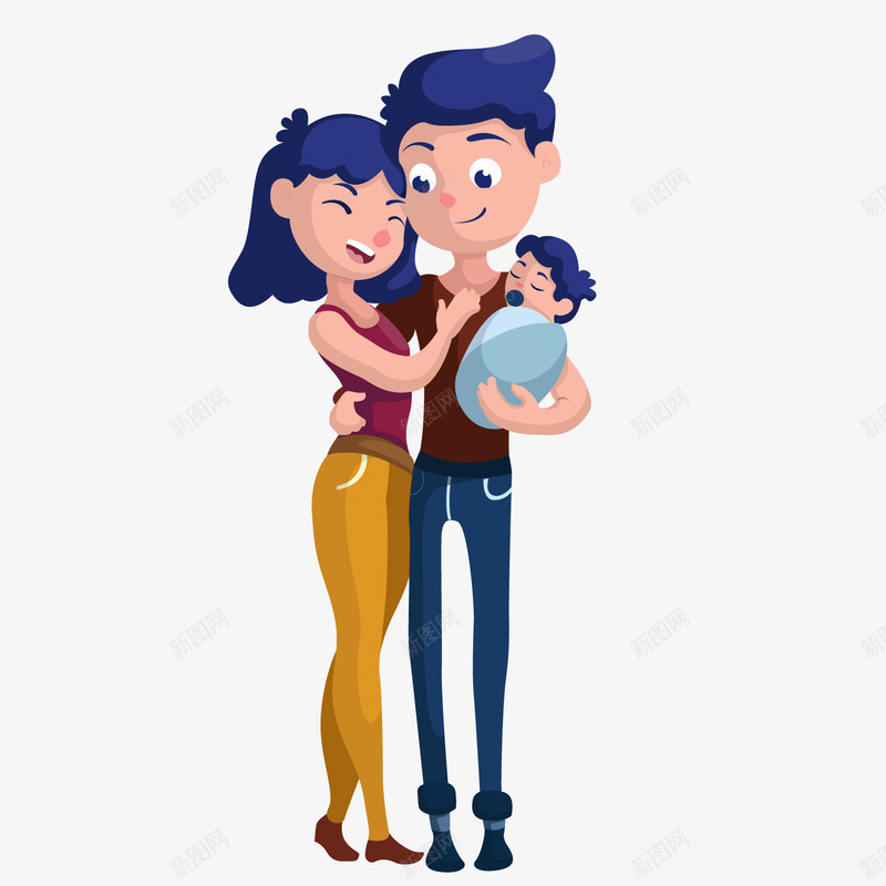 一对夫妇抱着一个婴儿矢量图ai免抠素材_新图网 https://ixintu.com 全家福 婴儿 家 家三口 家人 幸福一家人 开心 扁平化 矢量图