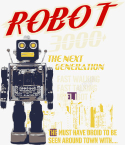 做旧海报复古机器人高清图片